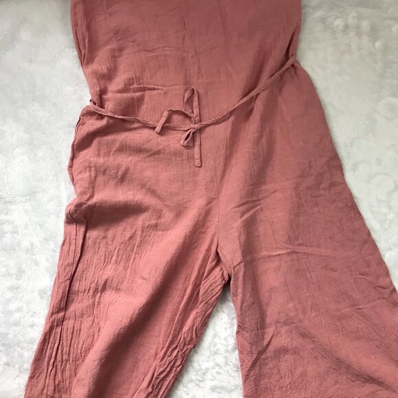 Indulge In Style Sleeveless Cropped Jumpsuit Women's Medium Sash, Pockets Rayon - Picture 7 of 10